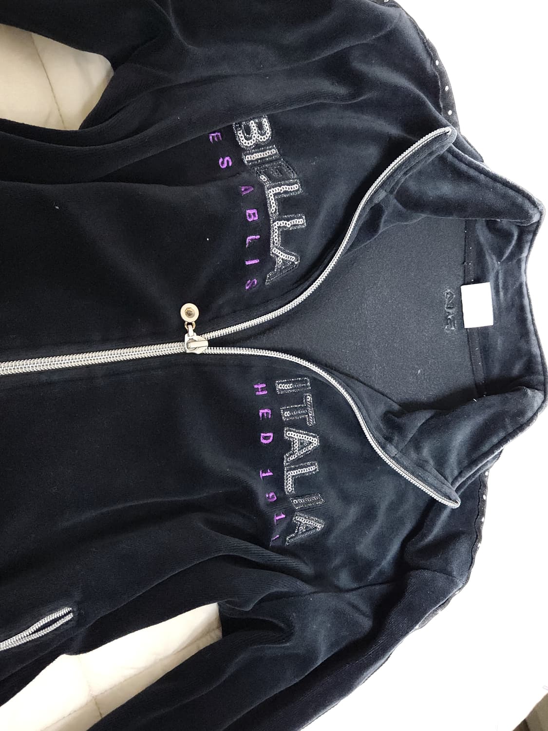 Y2k 갸루 펑크 벨벳 큐빅 집업 상품이미지2