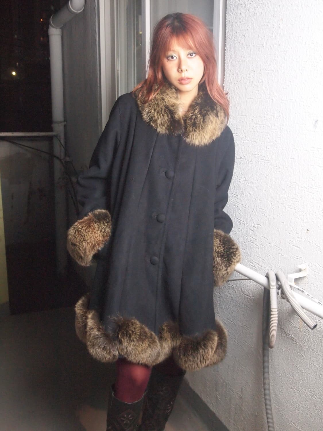 빈티지 퍼 트리밍 코트 상품이미지3