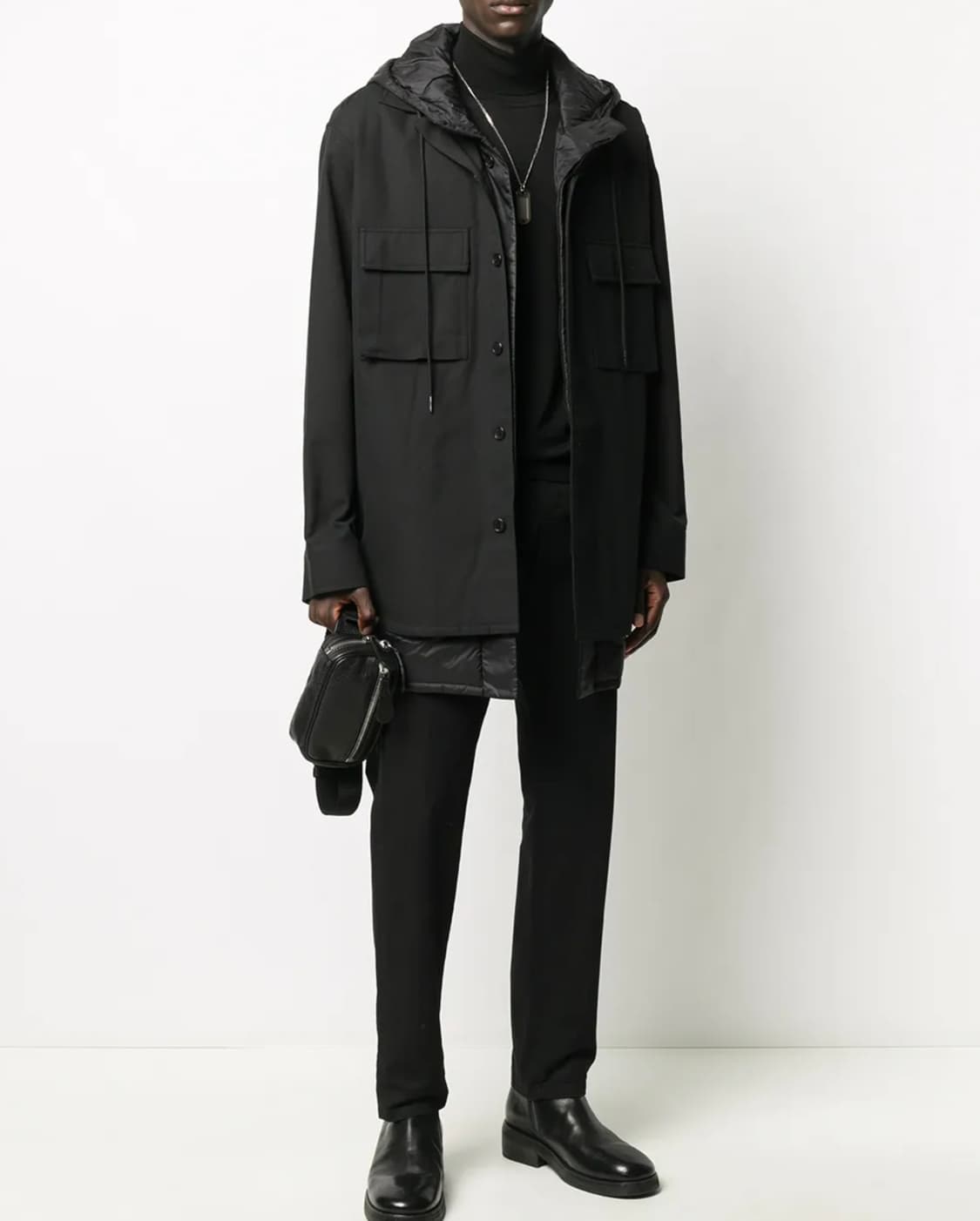 준지 Juun.J 나일론 후드 내피 셔츠 자켓 블랙 상품이미지1