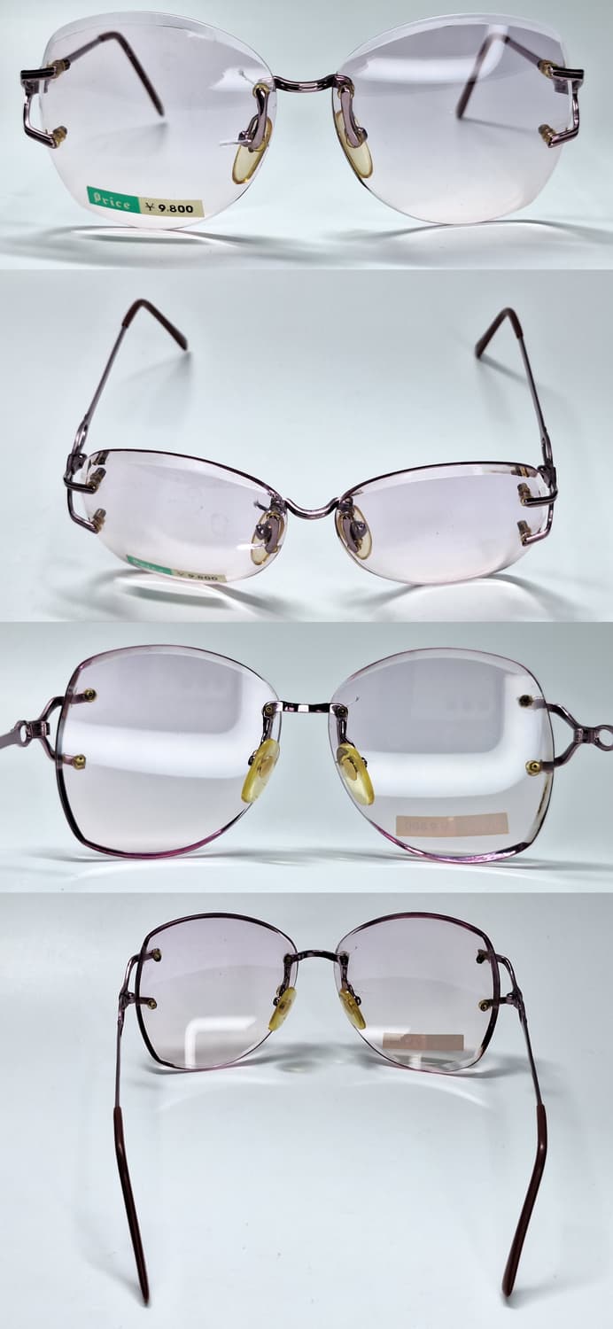 00s 일본제 빈티지 데드스톡 미사용/핑크톤 무테 선글라스 겸 안경테 상품이미지8