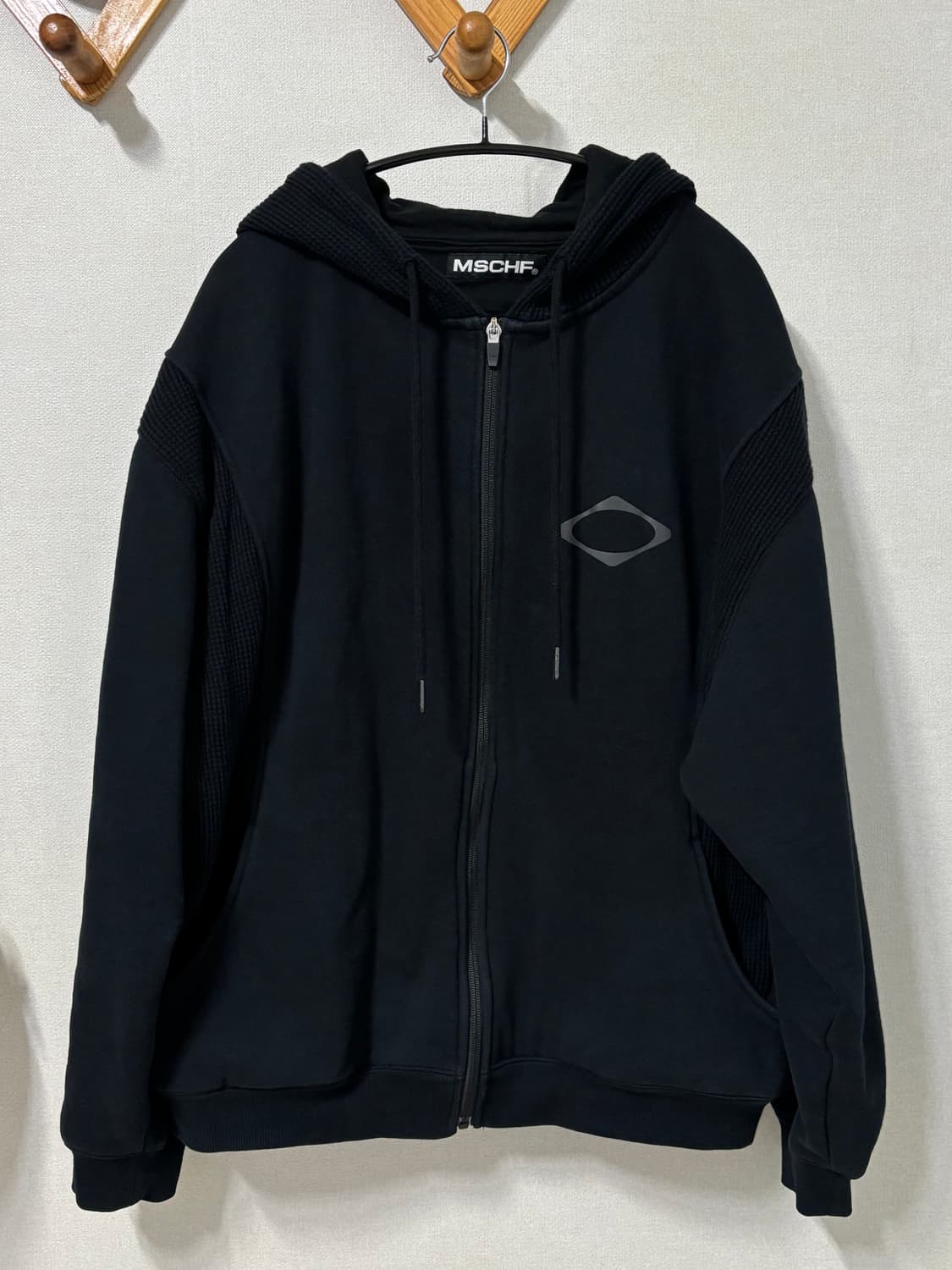 (L) 미스치프 와플 후드집업 블랙 상품이미지2