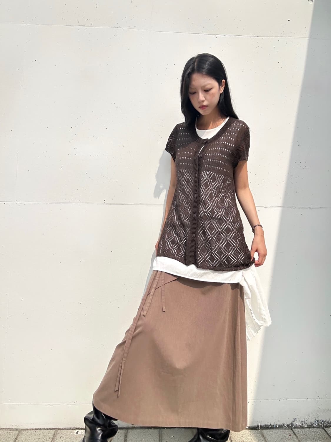 2 strap fruid skirt / brown 상품이미지3