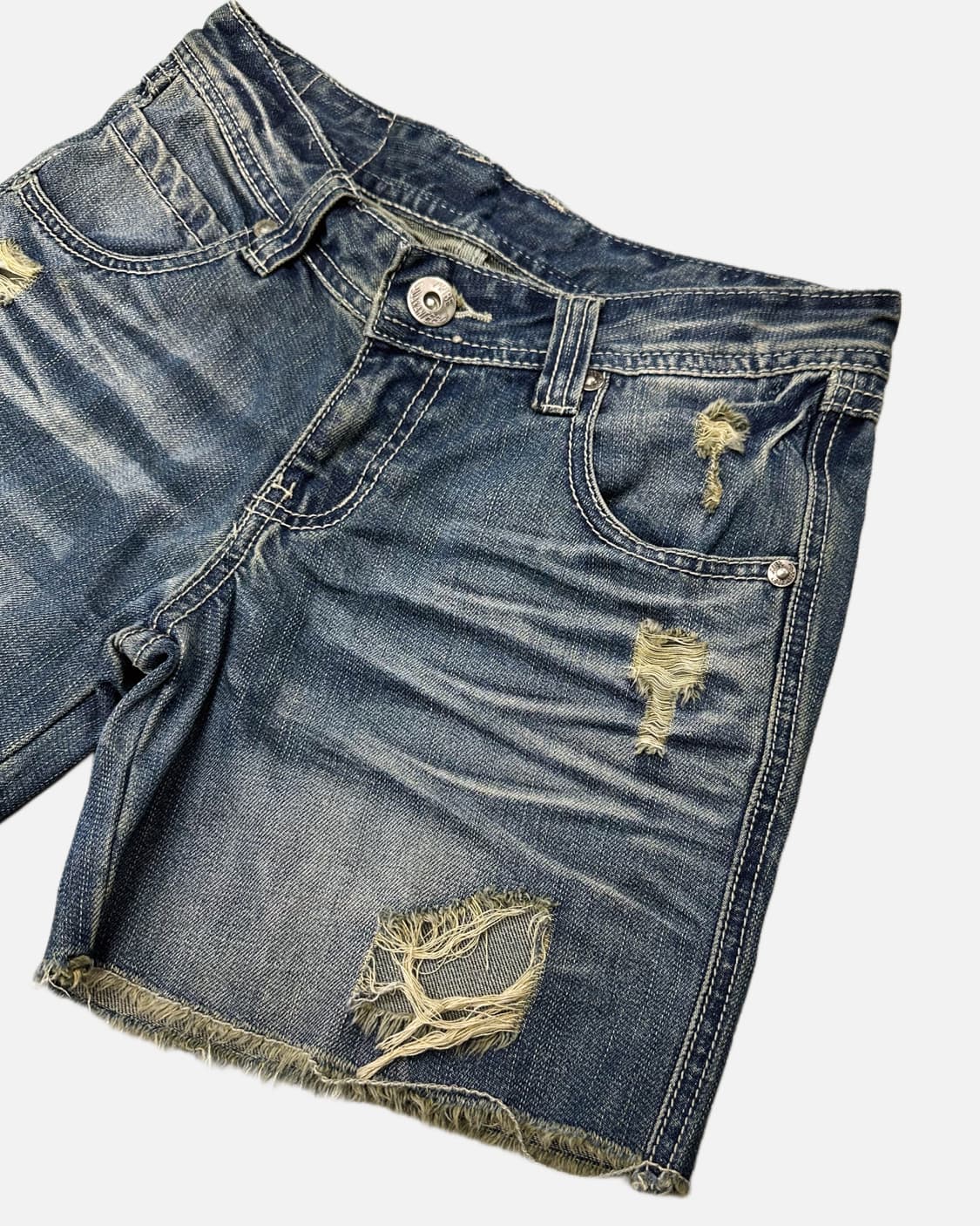 distressed cat washing denim shorts 상품이미지3