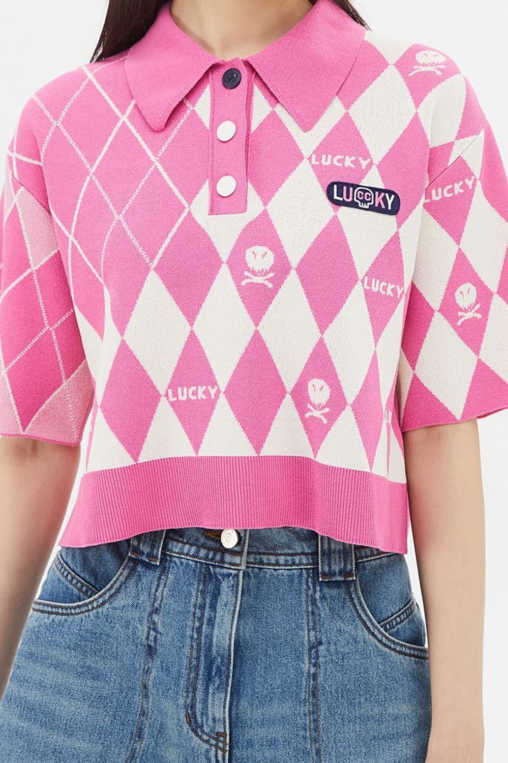 럭키슈에뜨 아가일 니트 상품이미지1