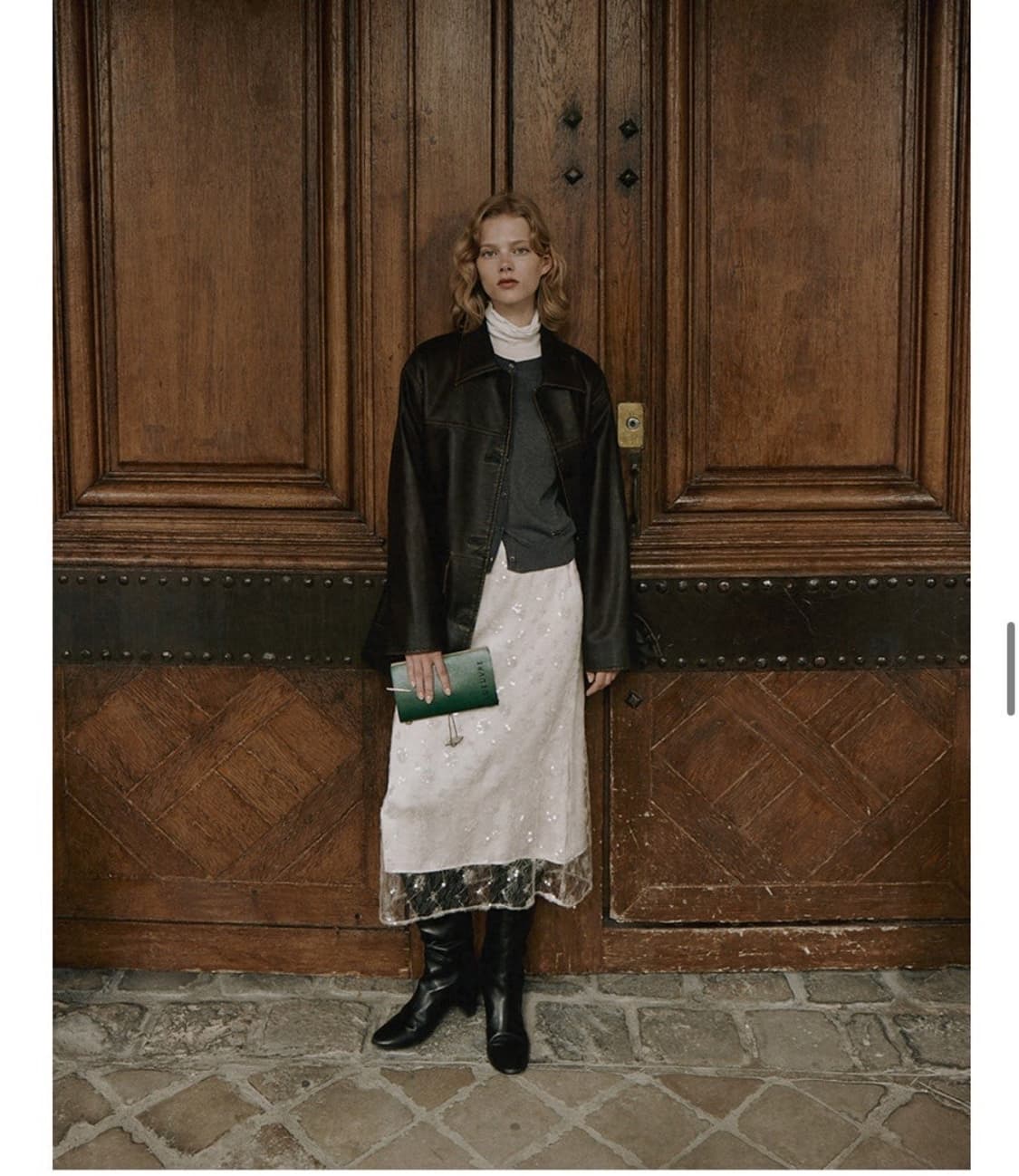 (새상품) LOEUVRE 루에브르 h라인 스팽글 스커트 - 베이지 상품이미지1