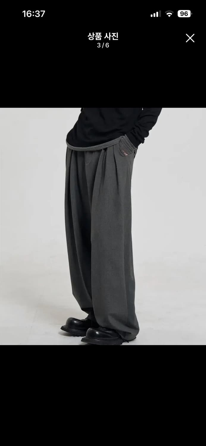 주앙옴므 슬렉스 매드플리츠 와이드 트라우저 (차콜) S 상품이미지3