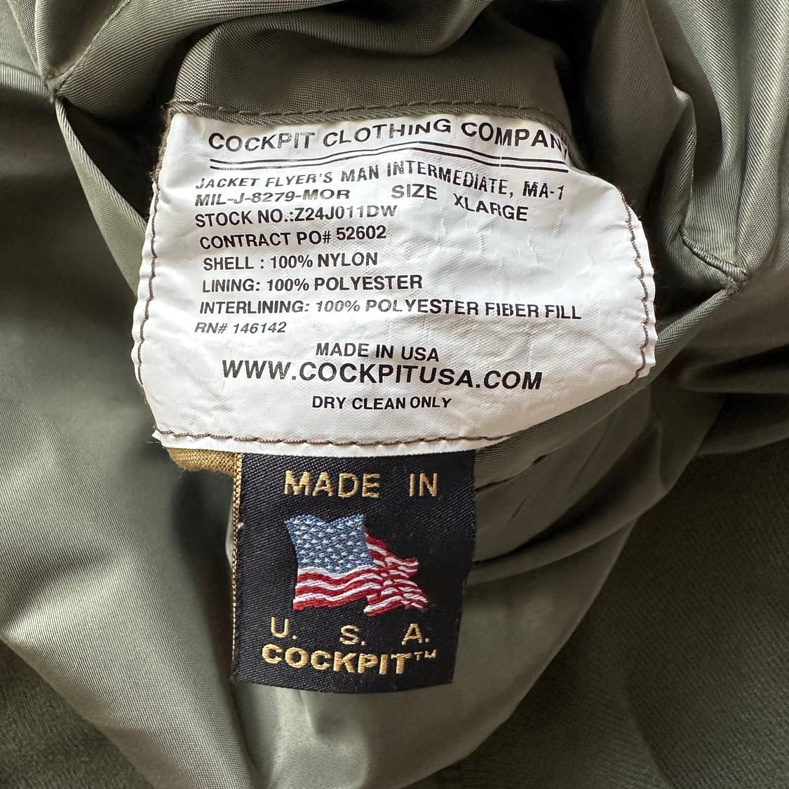 미국 생산 콕핏 COCKPIT MA-1 플라이트 자켓 XL 상품이미지6