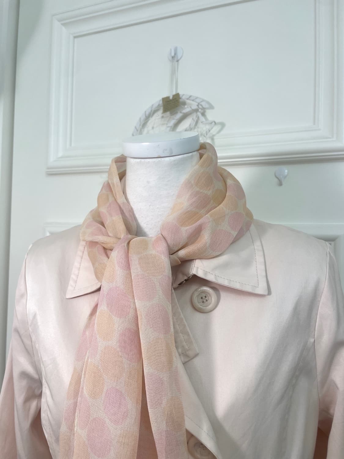 coral pink dot chiffon scarf 상품이미지7