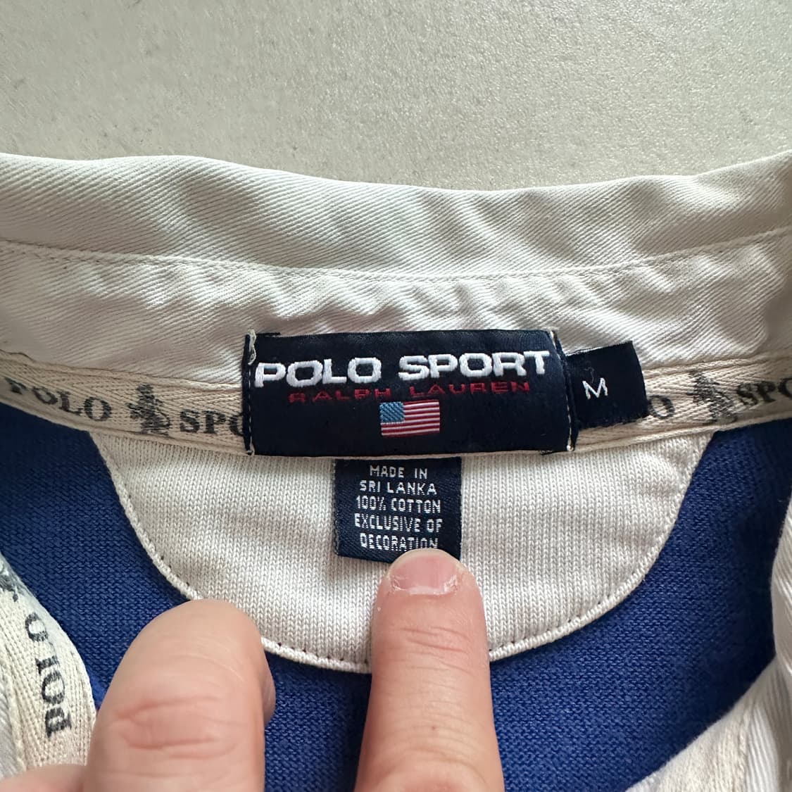 90s 빈티지 폴로 스포츠 백넘버 럭비티 M(100) 노랑파랑 상품이미지4