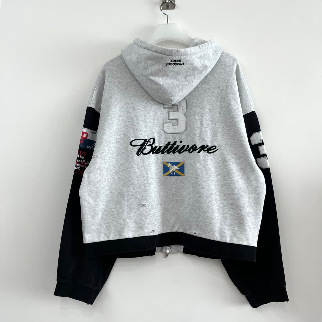 (새상품) 프로토콜 인덱스 버티보어 화이트 멜란지 후드집업 상품이미지3