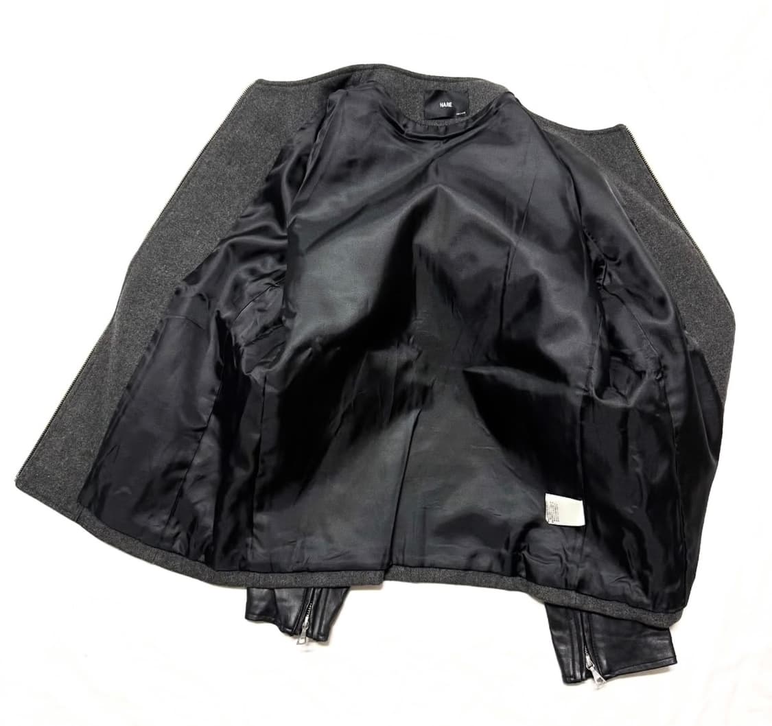 HARE - 레더 슬리브 울 자켓 상품이미지3