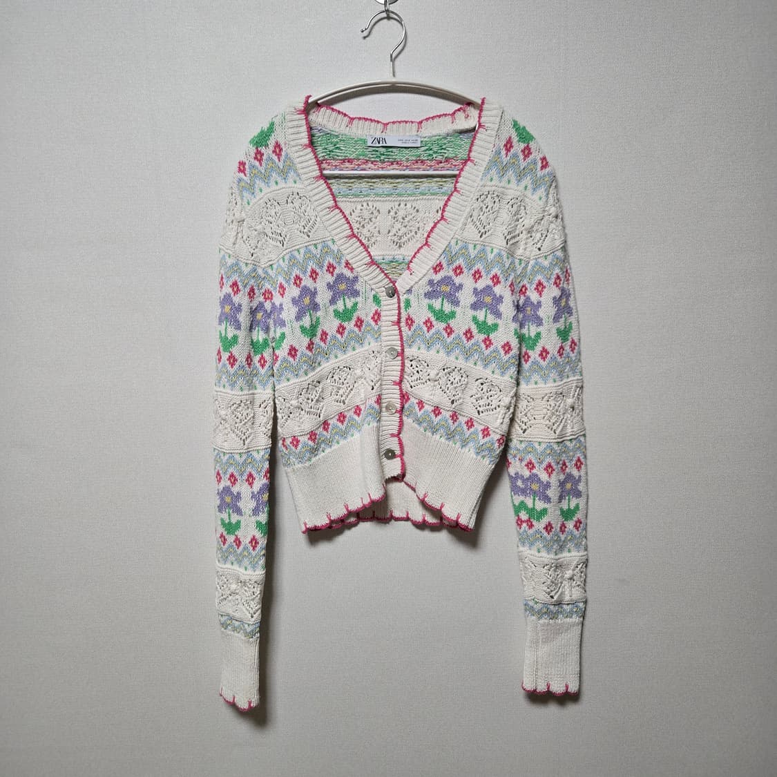 자라 코튼 플라워 가디건 (한혜진 착용)/ 여성 가디건/ 여자 가디건  상품이미지1