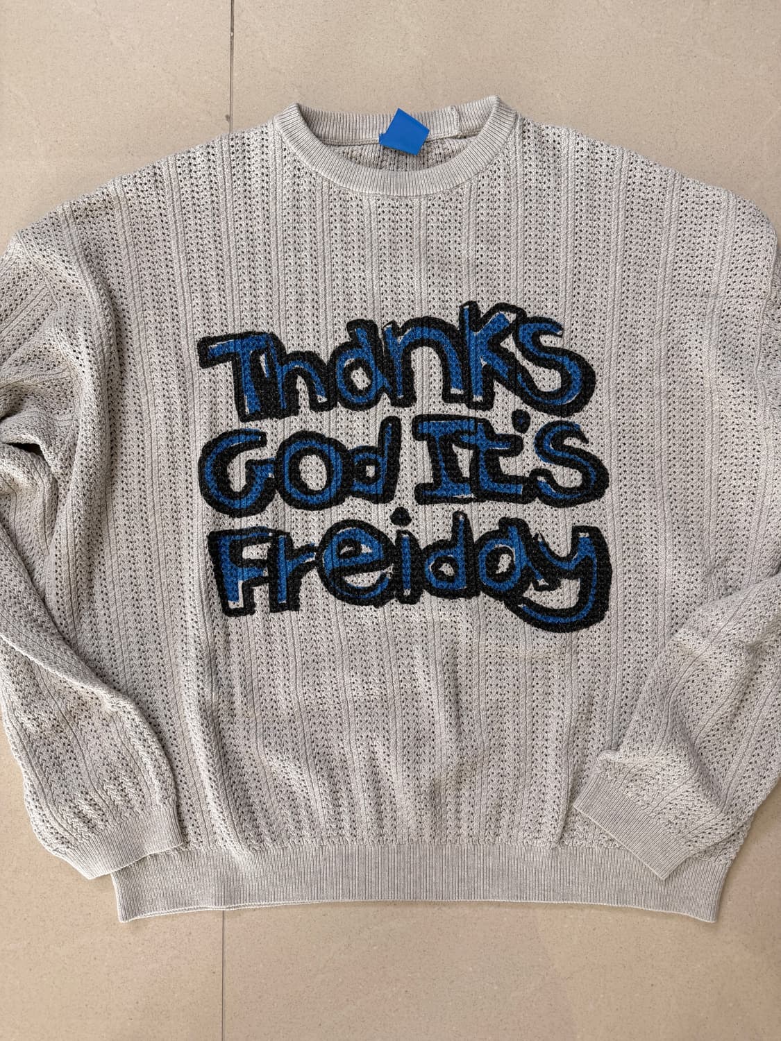 프라이 코튼 블렌디드 슬로건 니트 (LIGHT GREY) 상품이미지1