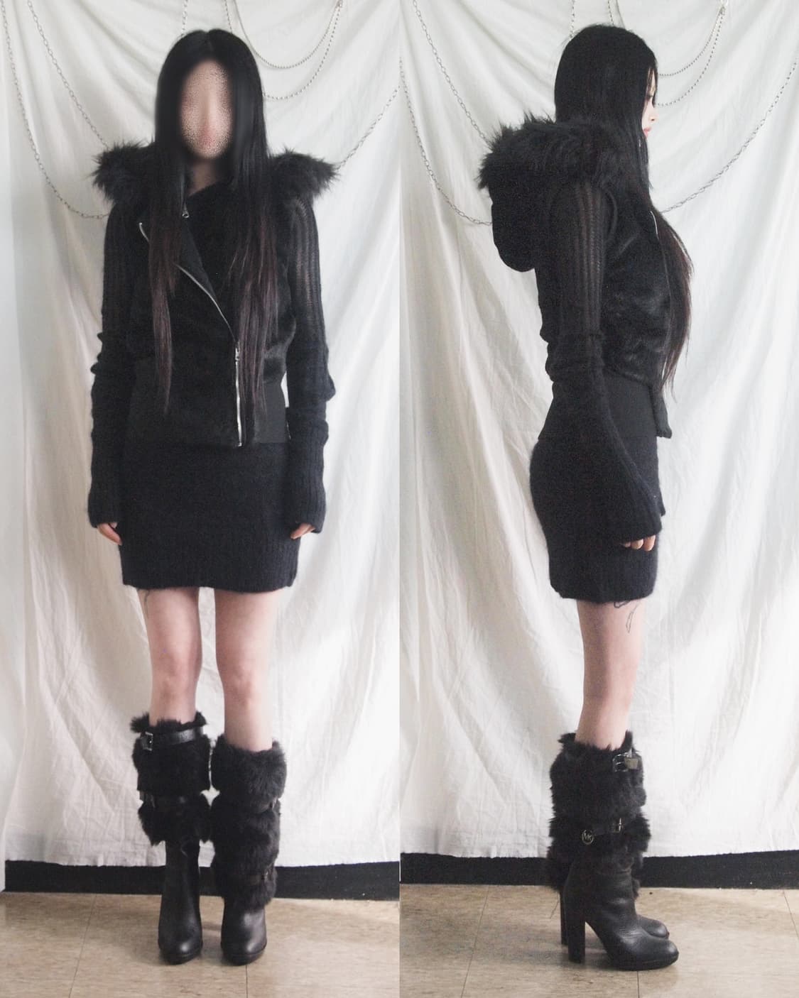 a/x 아르마니 익스체인지 asymmetric 크롭 퍼 후드베스트 상품이미지1