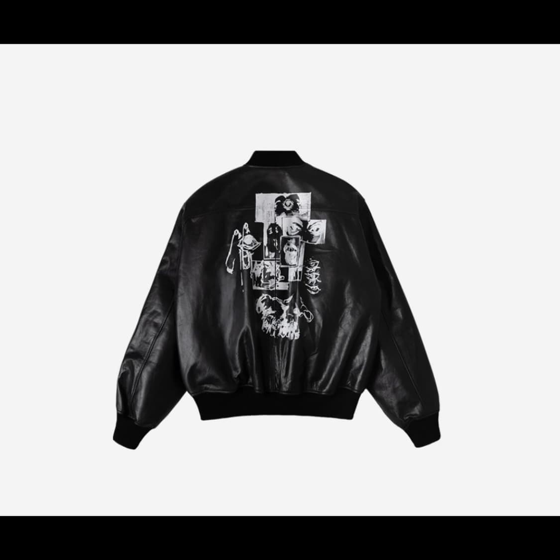 언더마이카 언노운 아트웍 레더 봄버 상품이미지1