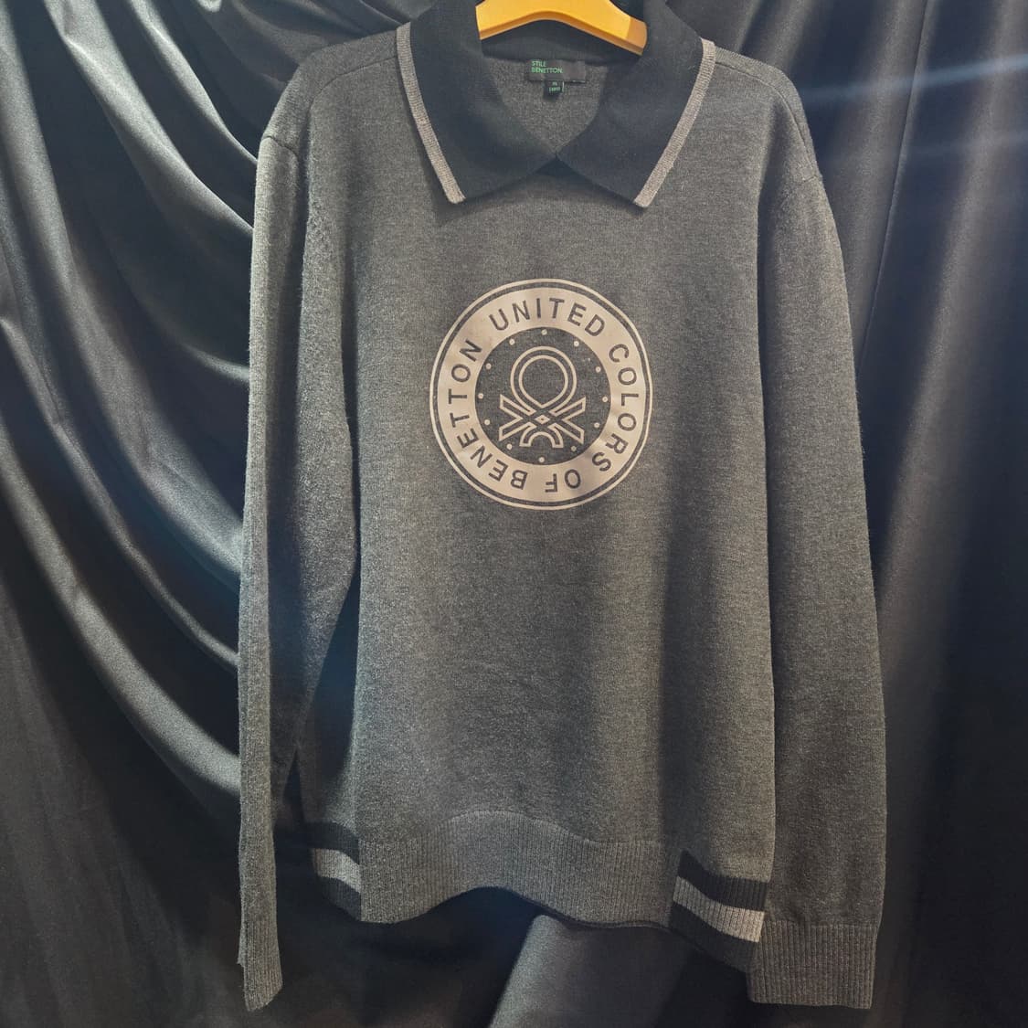 베네통 그레이 카라넥 니트 상품이미지1