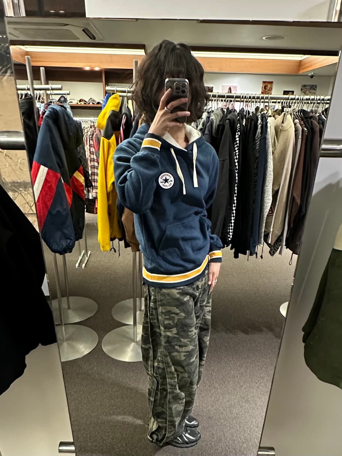 M)컨버스 빈티지 양털 네이비 후디 상품이미지1