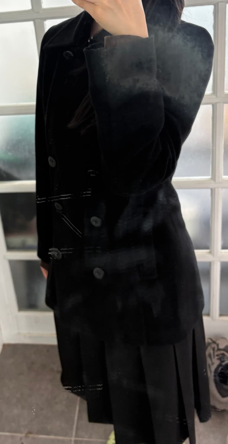빈티지 블랙 더블 버튼 코트 상품이미지2