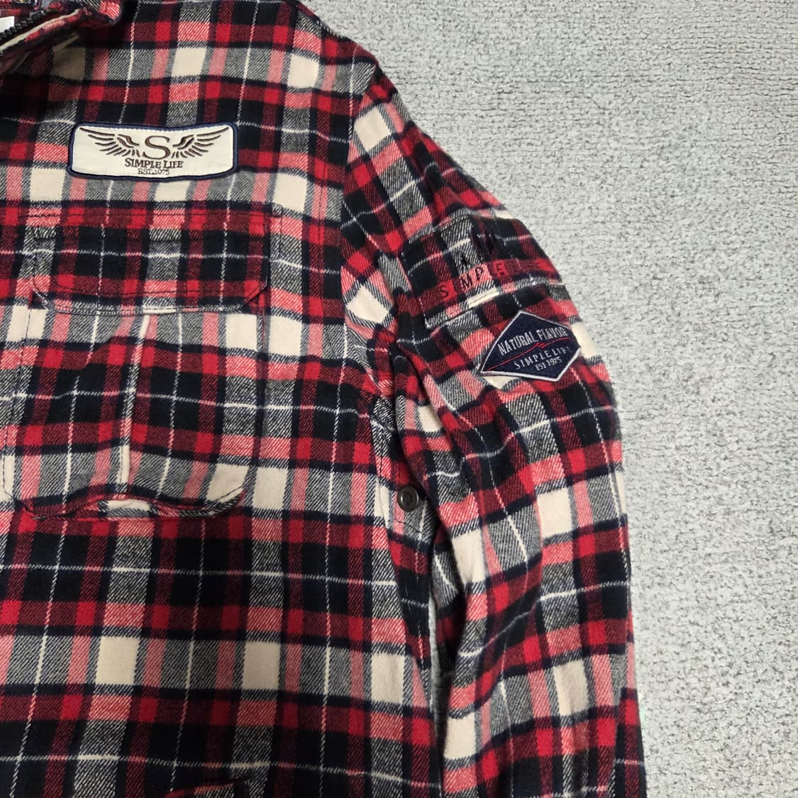 Simple Life 플란넬 체크 셔츠 자켓 L(100) 상품이미지5