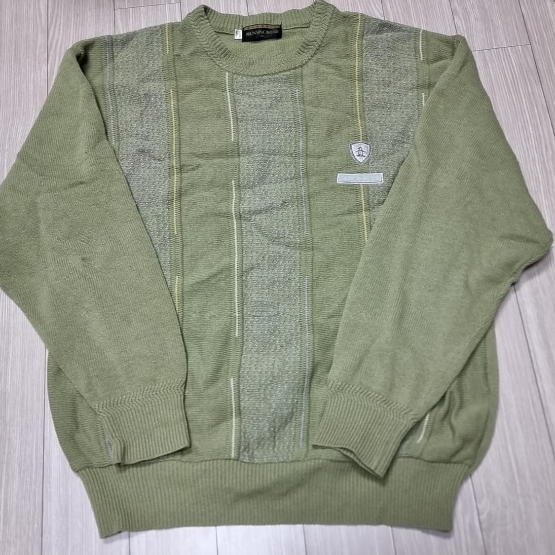 메이드인제팬 먼씽 Munsingwear 올리브색 패턴 니트(100) 상품이미지1