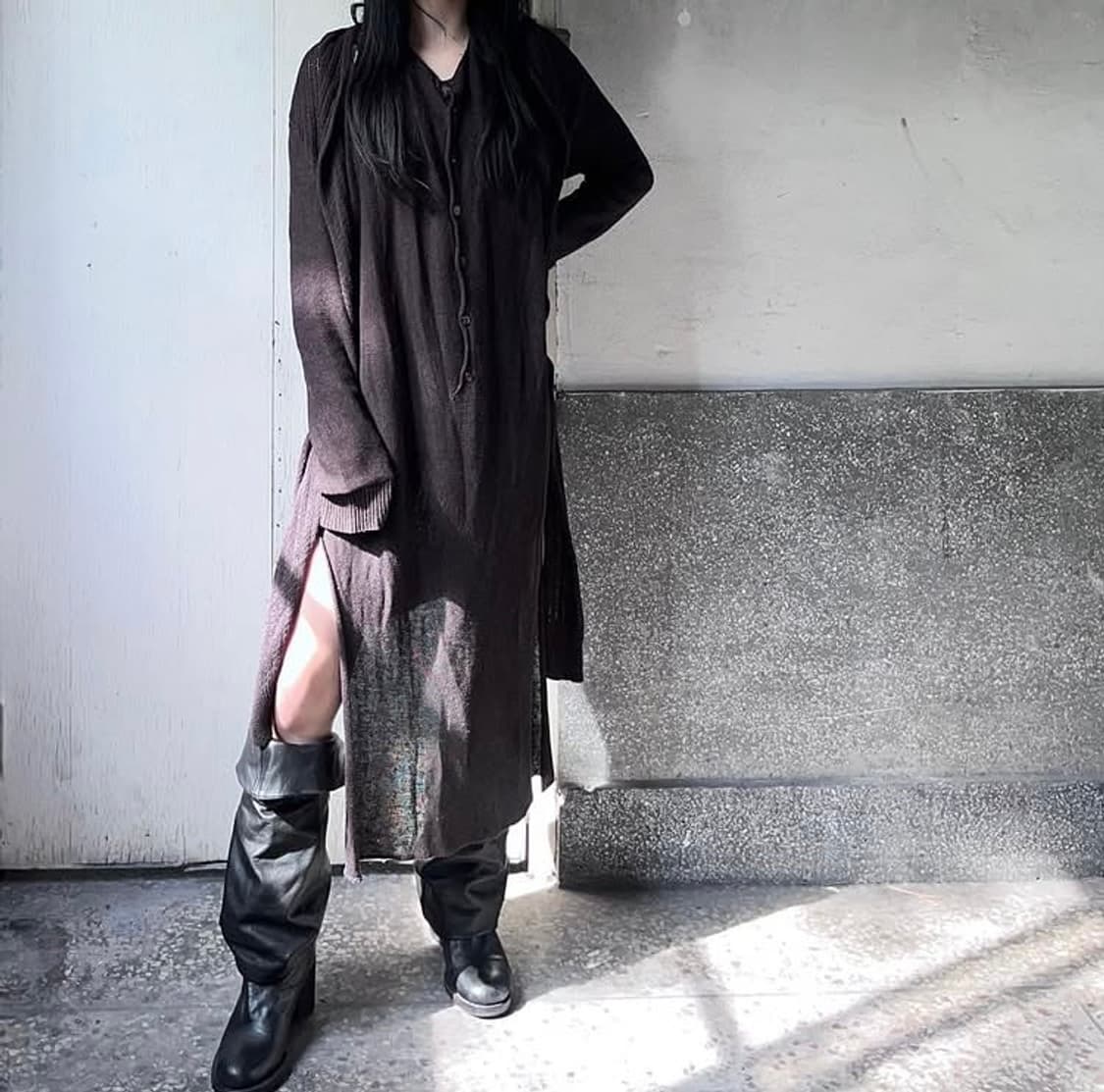 Y's Yohji Yamamoto 가디건 카디건 린넨 롱 원피스 브라운 상품이미지2