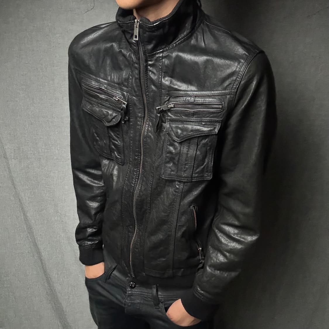 japan vintage lamb skin leather jacket 상품이미지2