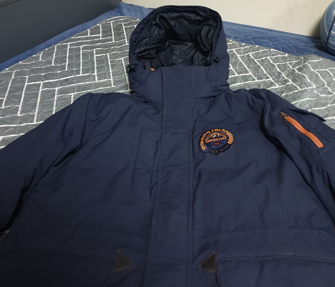 센터폴 오리털 후디 패딩 자켓 네이비 (100) 상품이미지2