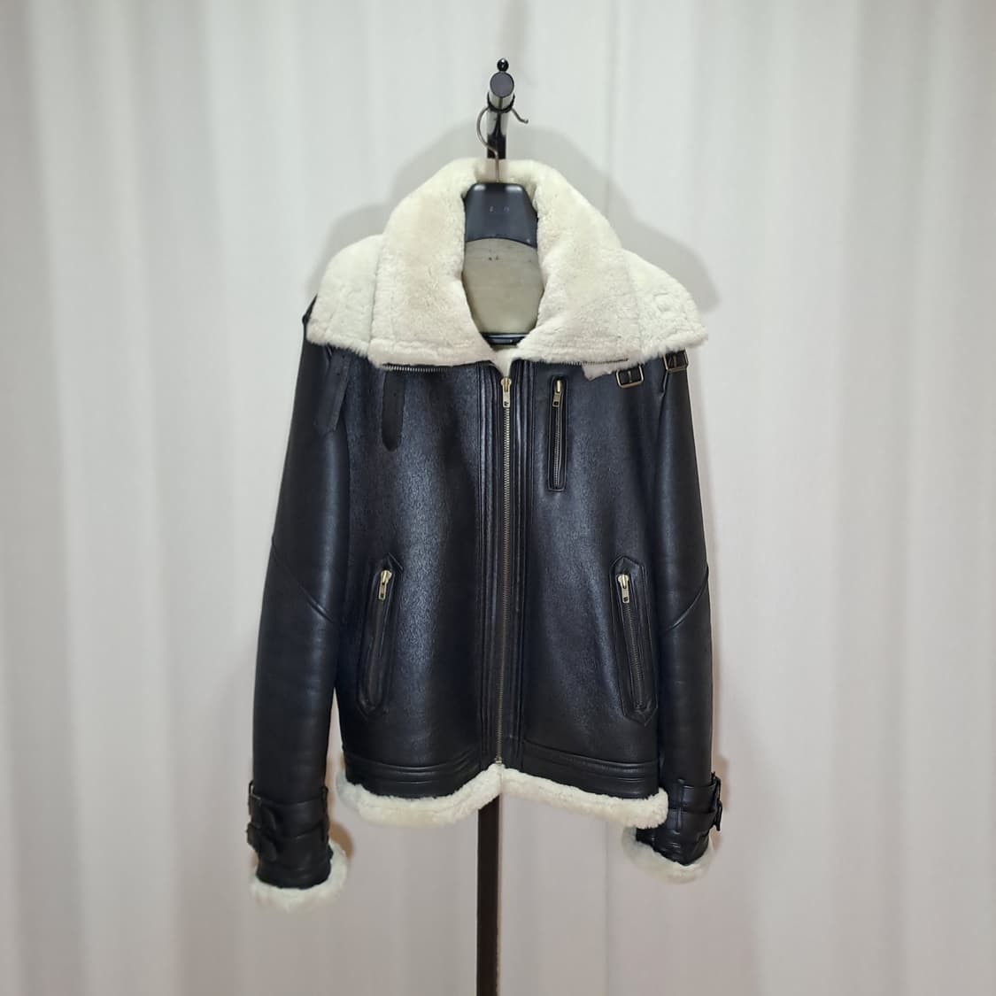 (택포) 램스킨 이중카라 블랙 무스탕 105 B84 상품이미지1