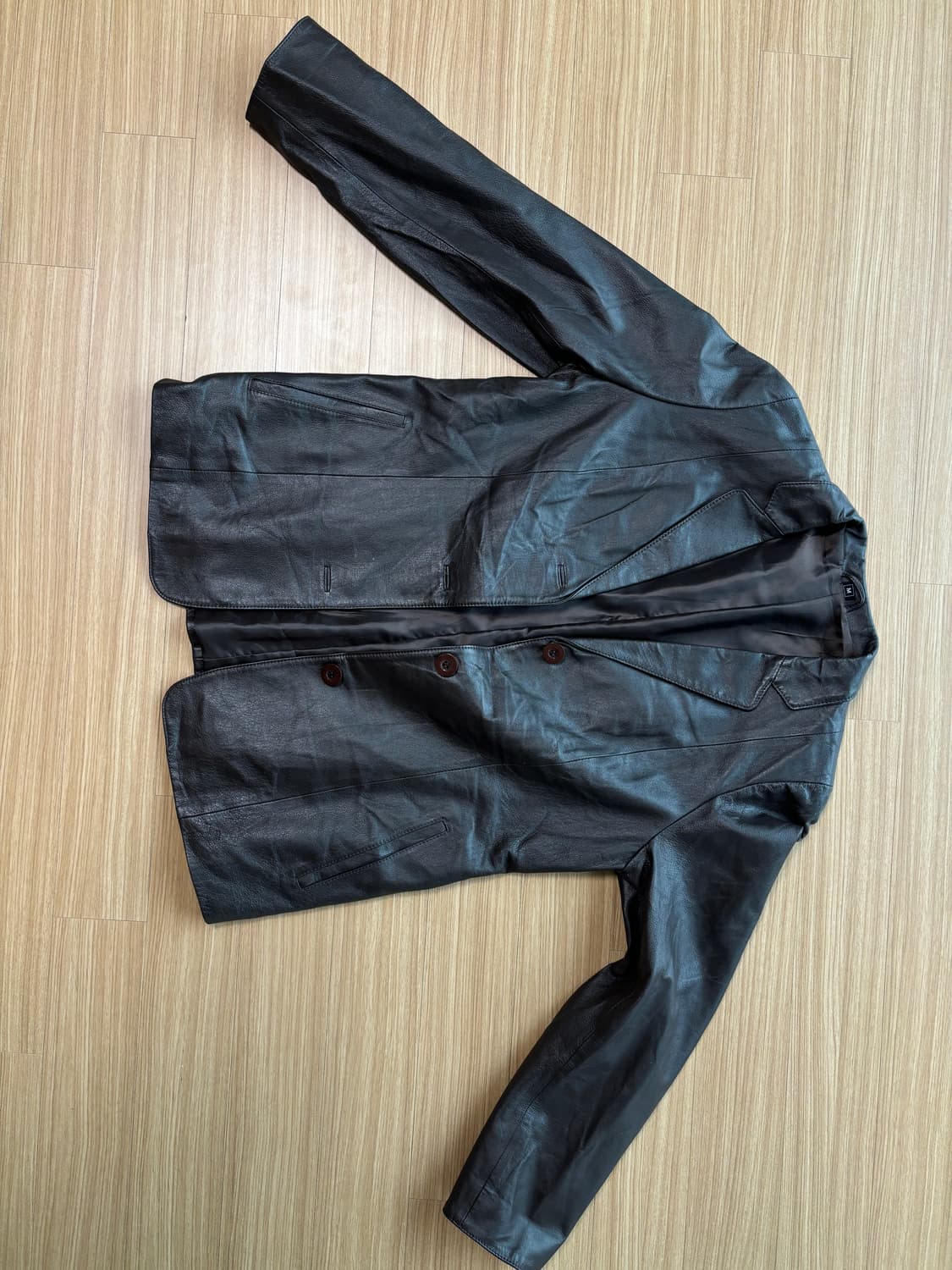 브라운 레더 블레이저 상품이미지4