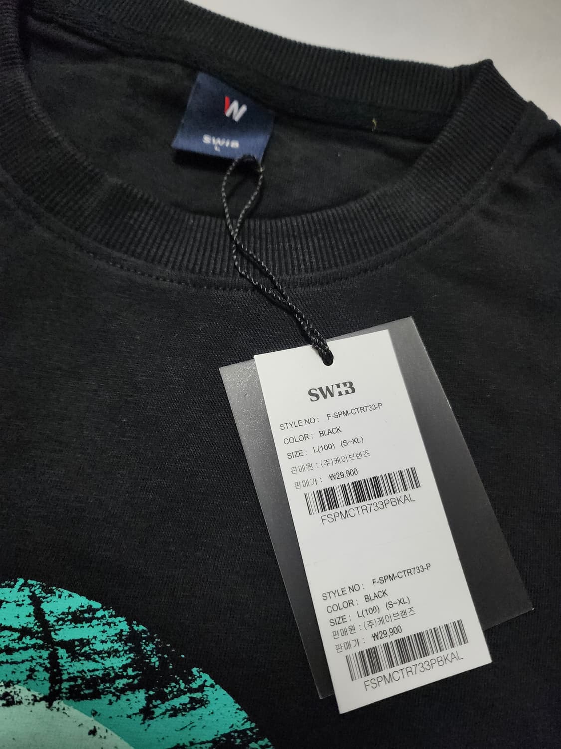 스위브반팔티셔츠블랙L 상품이미지4