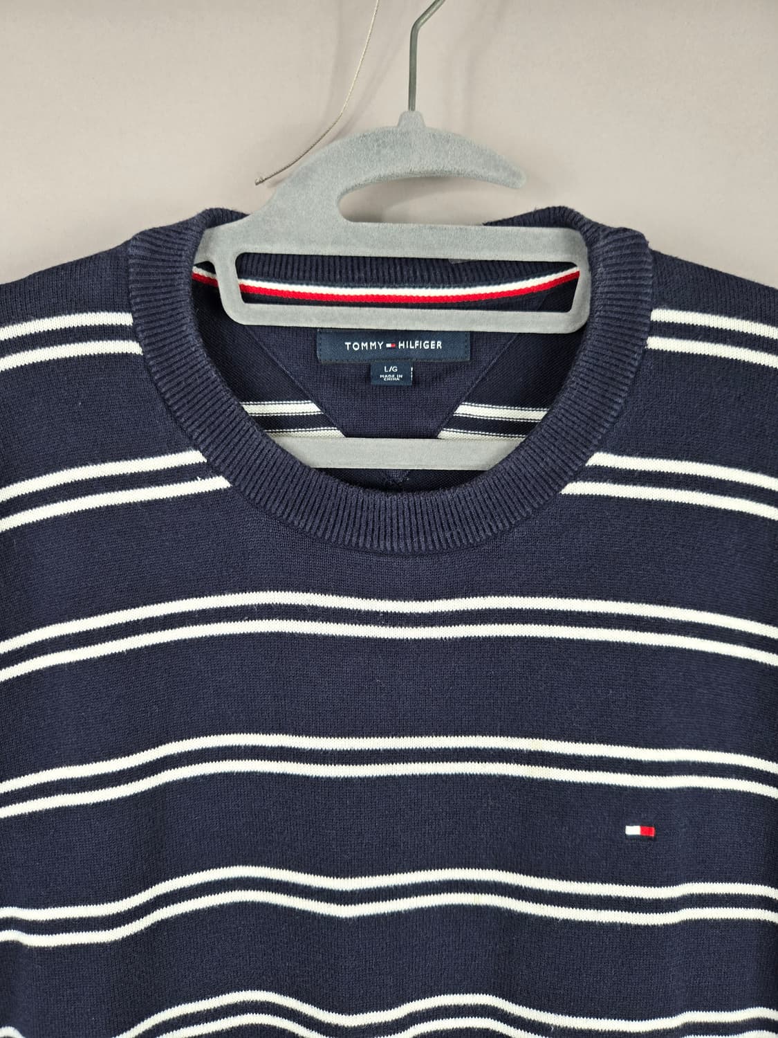 [무료배송]타미힐피거 L 남성 스트라이프 긴팔 니트 네이비 상품이미지2