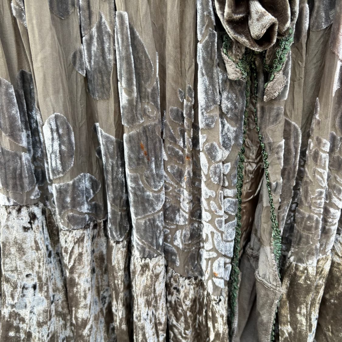 빈티지 엔틱 벨벳 레이어드 셔링 레이스 롱 스커트 상품이미지6