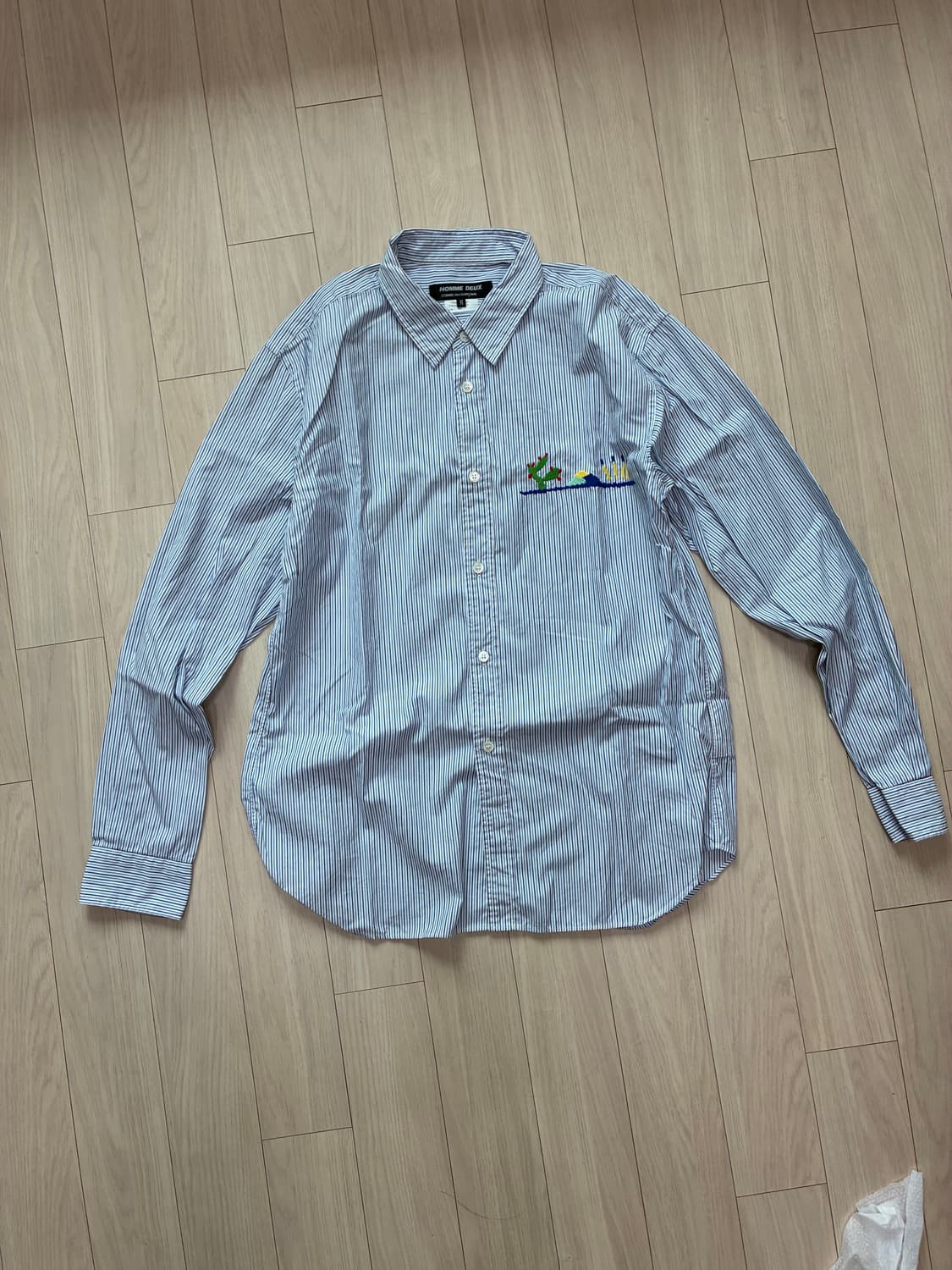 꼼데가르송 스트라이프 선인장 자수 셔츠 M사이즈 상품이미지2