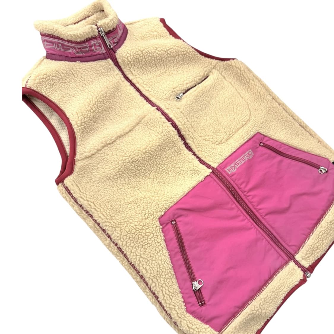 히스테릭글래머 딥파일 쉐르파 후리스 베스트 크림/핑크 상품이미지4