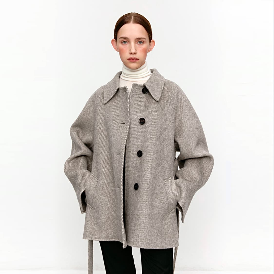 모한(MOHAN) TWF 알파카 세미 더블 하프코트 프리사이즈 상품이미지4