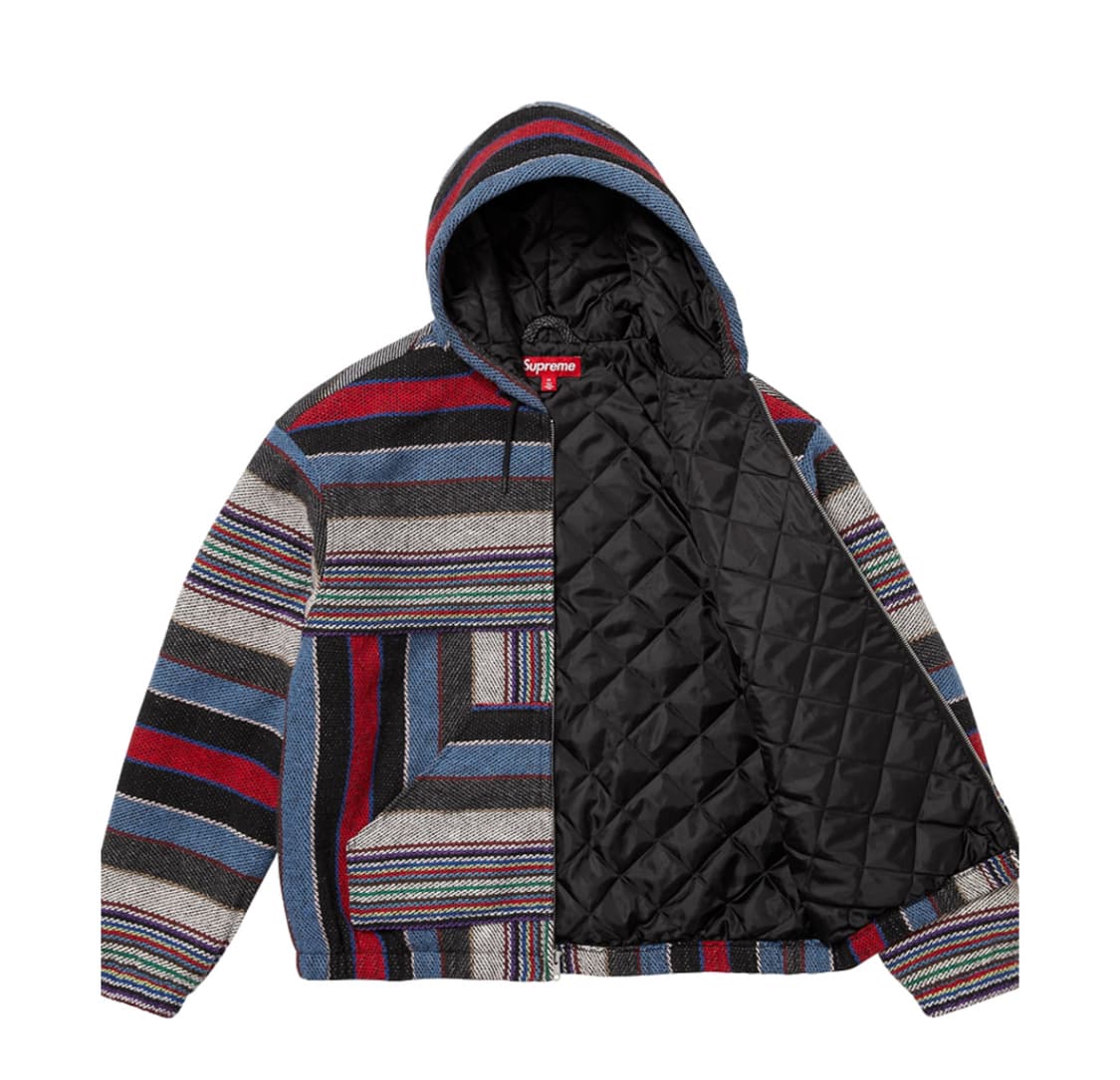 [M] 슈프림 우븐 스트라이프 후드 자켓 블랙 - 25ss 상품이미지2