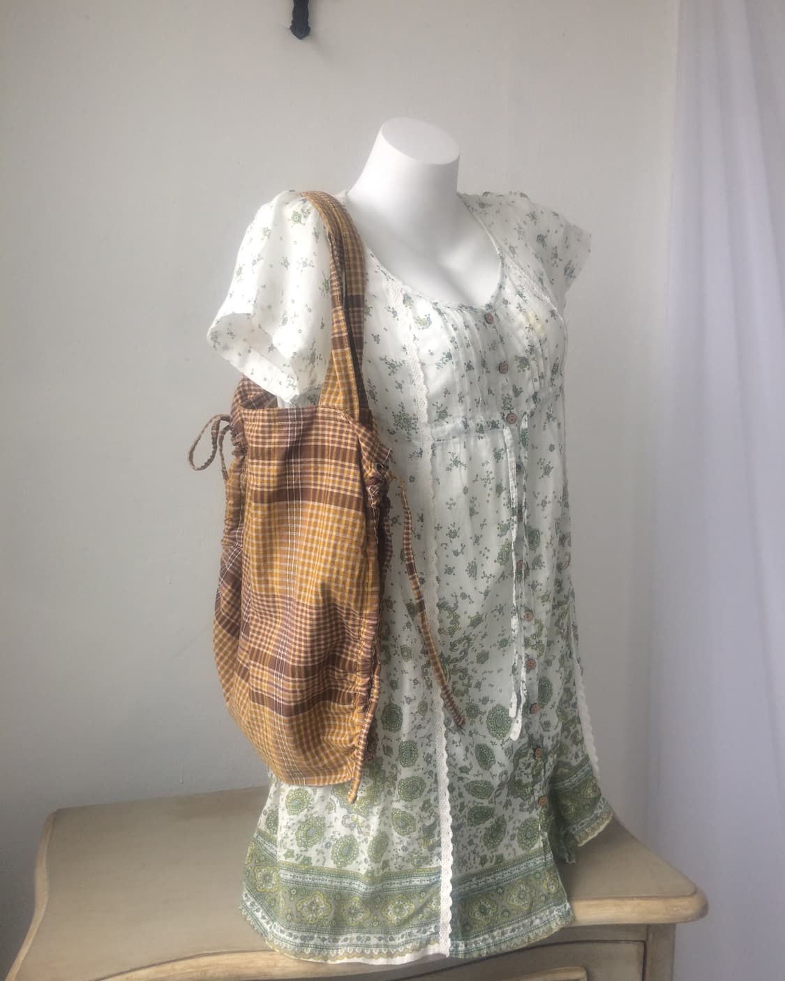 check pattern side shirring shoulder bag 상품이미지7