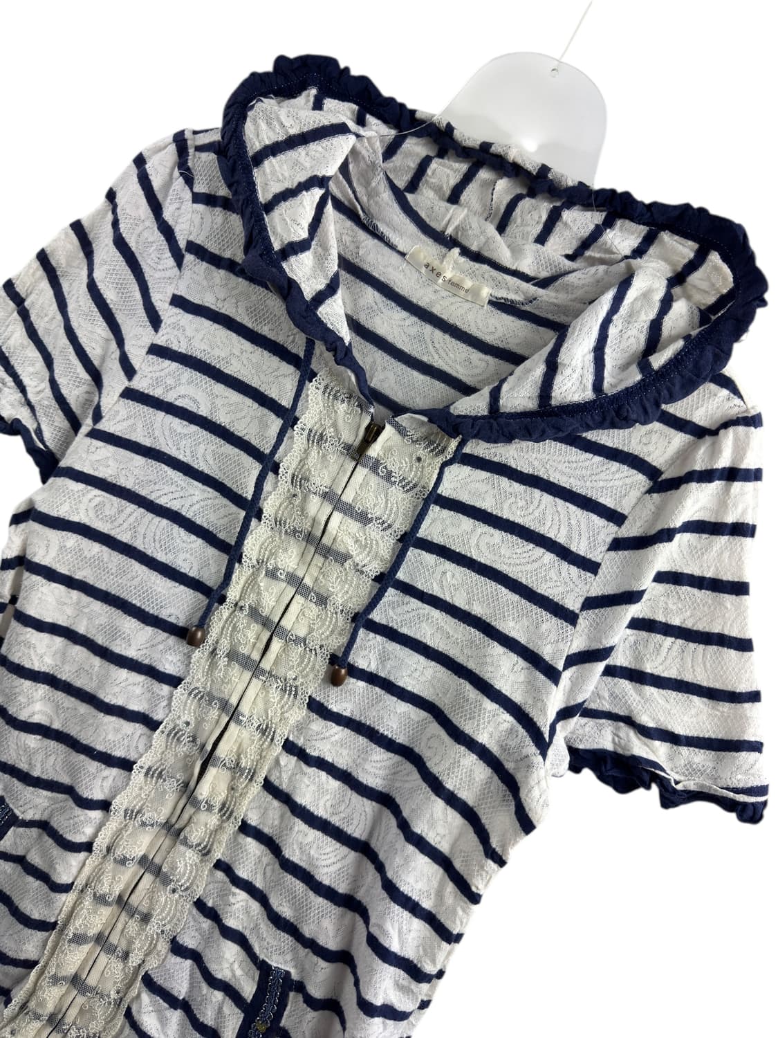 엑시즈팜 레이스 스트라이프 블루 후드집업1557 상품이미지3