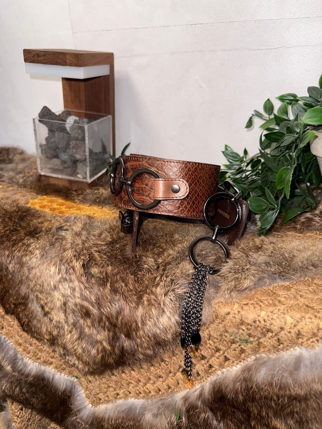 Renoma brown python ring chain belt 상품이미지3