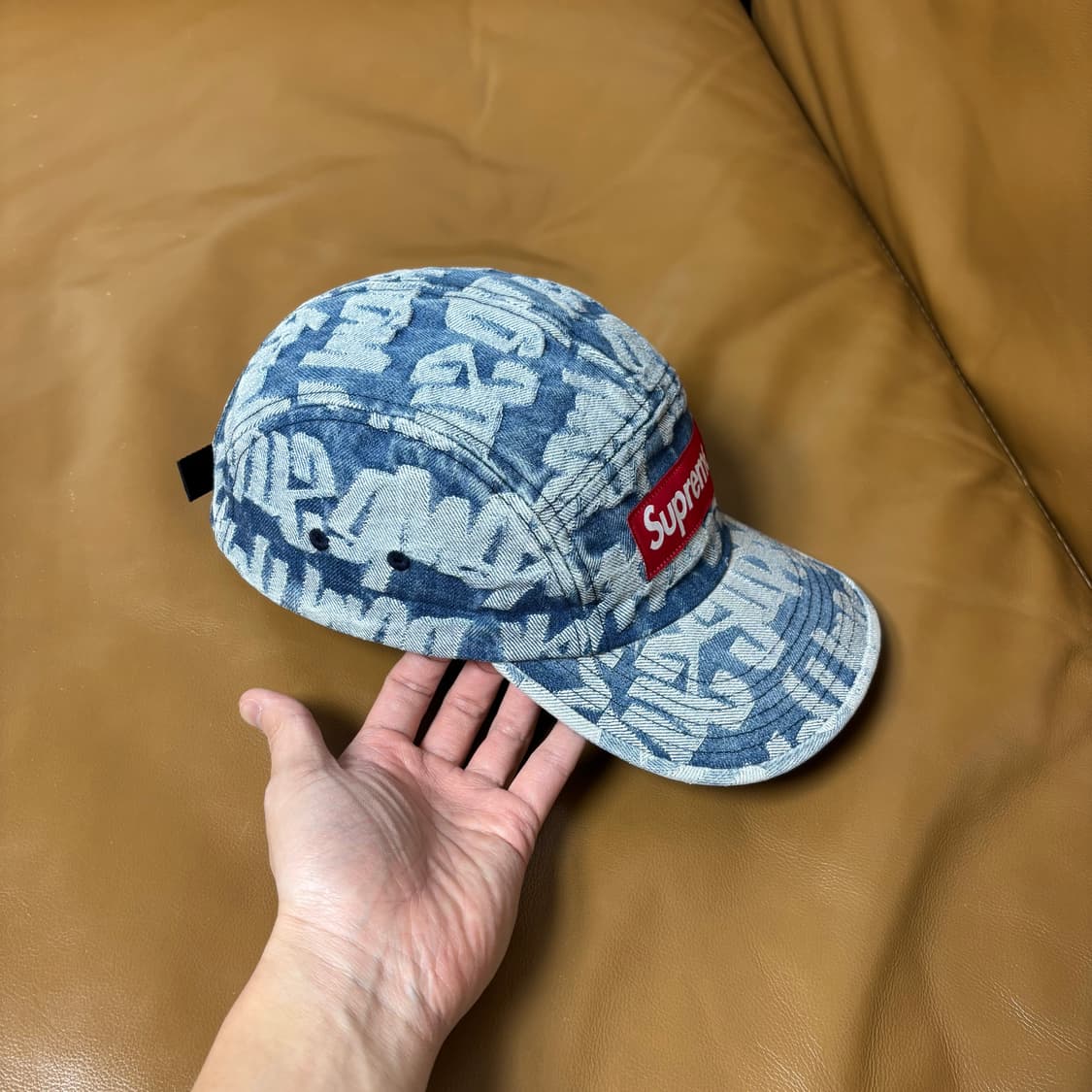 슈프림 캠프캡 모자 박스로고 워시드 데님 상품이미지3