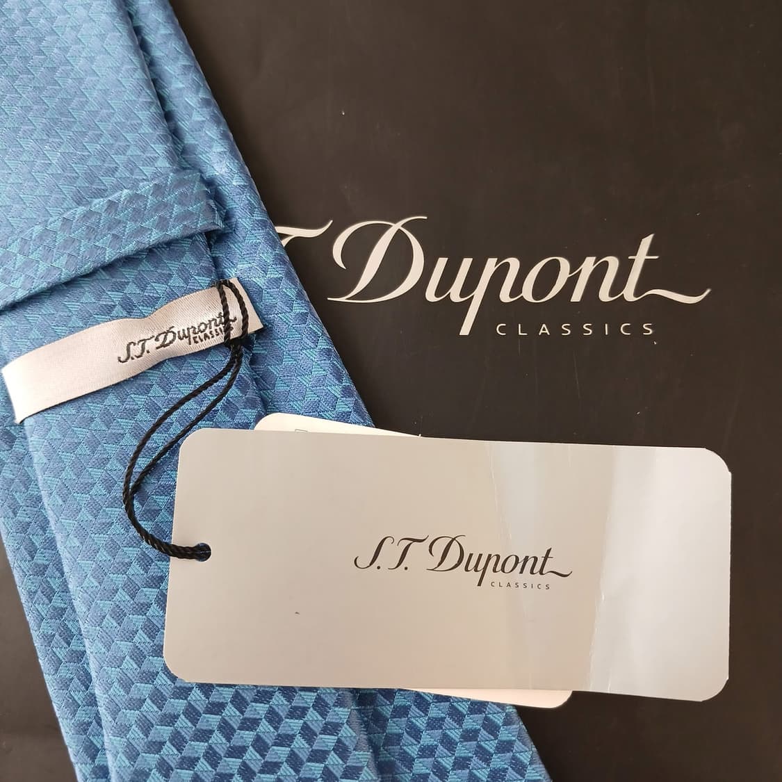 듀퐁 실크 스카이블루 자카드 로고 넥타이 8cm 새상품 A19036
 상품이미지6