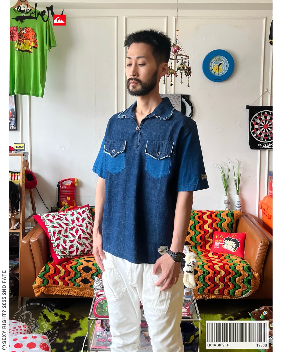 1980s Quiksilver 1/2 Indigo Denim Top 상품이미지1