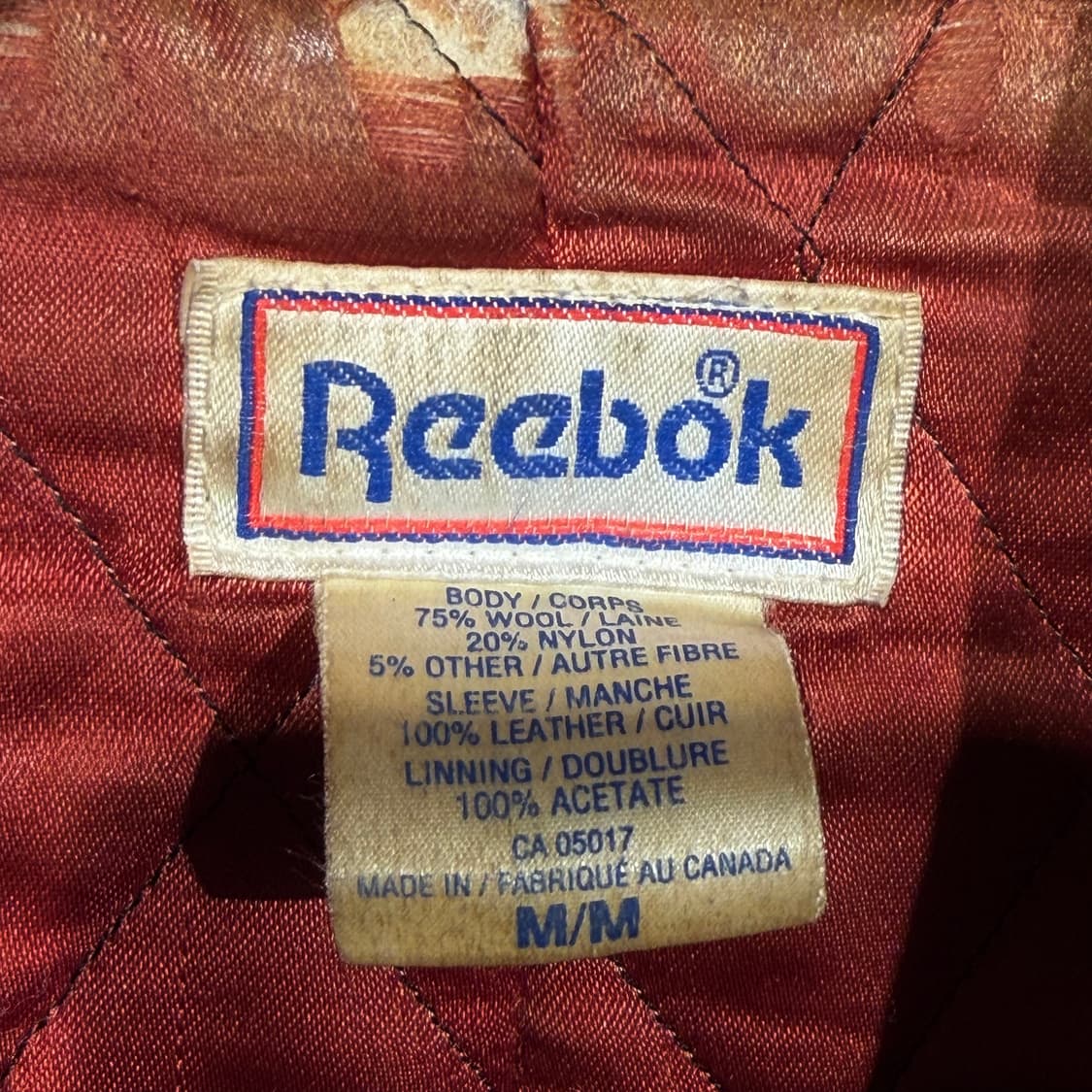 리복 90s 카우레더 바시티 자켓 M 105 캐나다제 상품이미지6