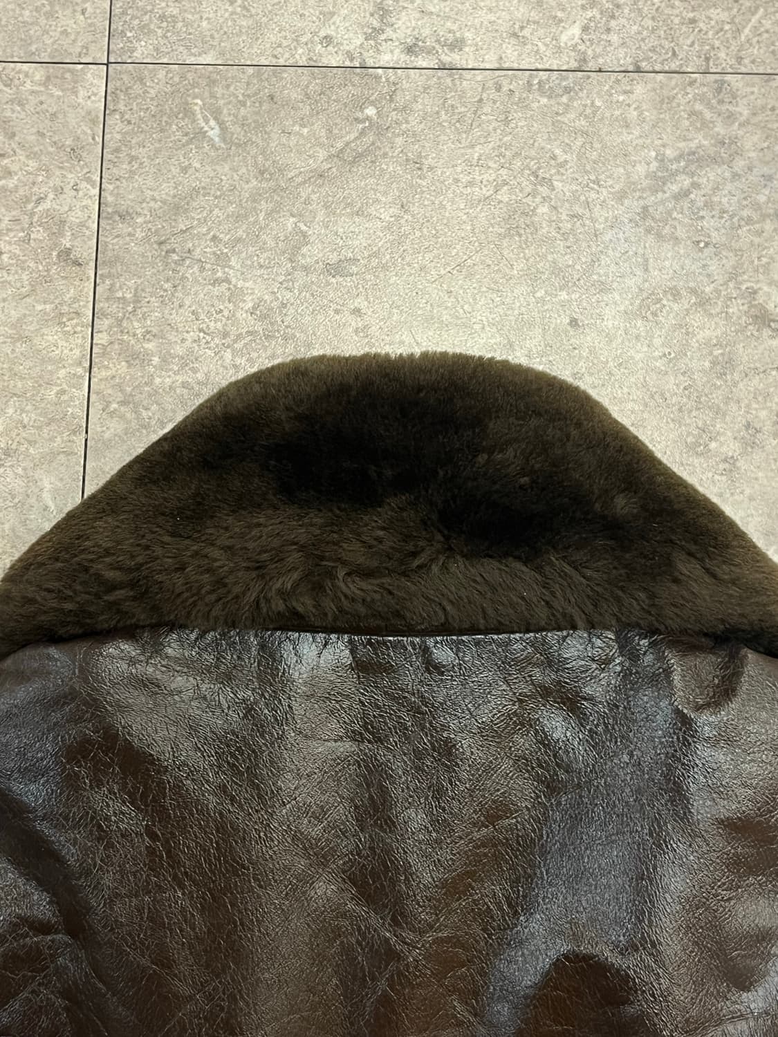 빈티지 소가죽 퍼 카라 레더 자켓 브라운 95 #csz2781 상품이미지6