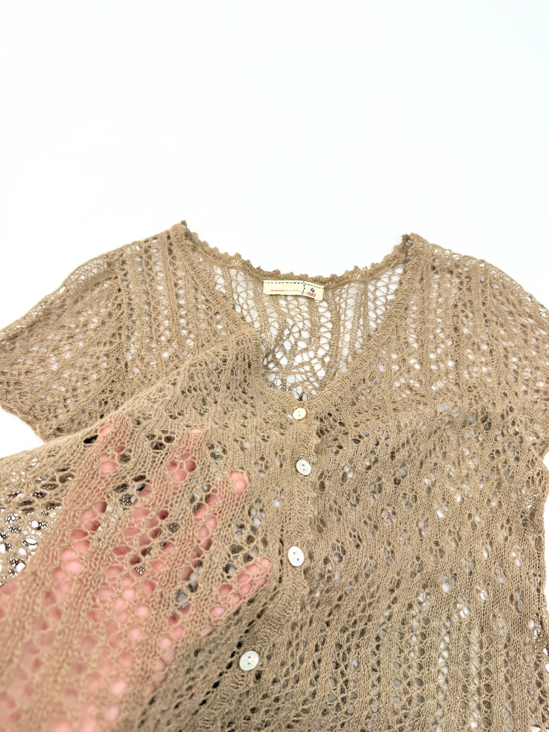 빈티지 브라운 뜨개 레이어드 니트 가디건 상품이미지3