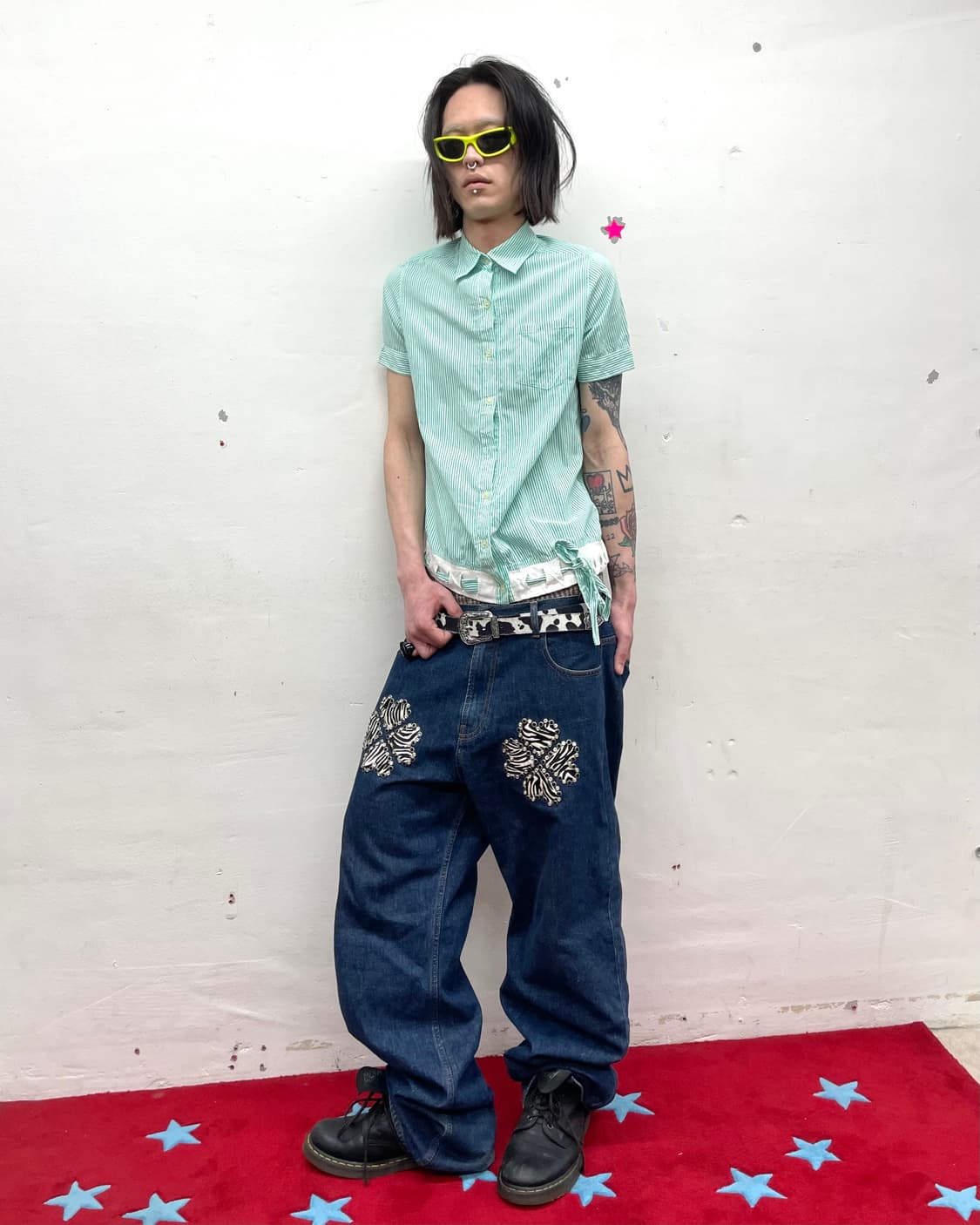 Green Stripe String Short Sleeve T-Shirt 상품이미지6