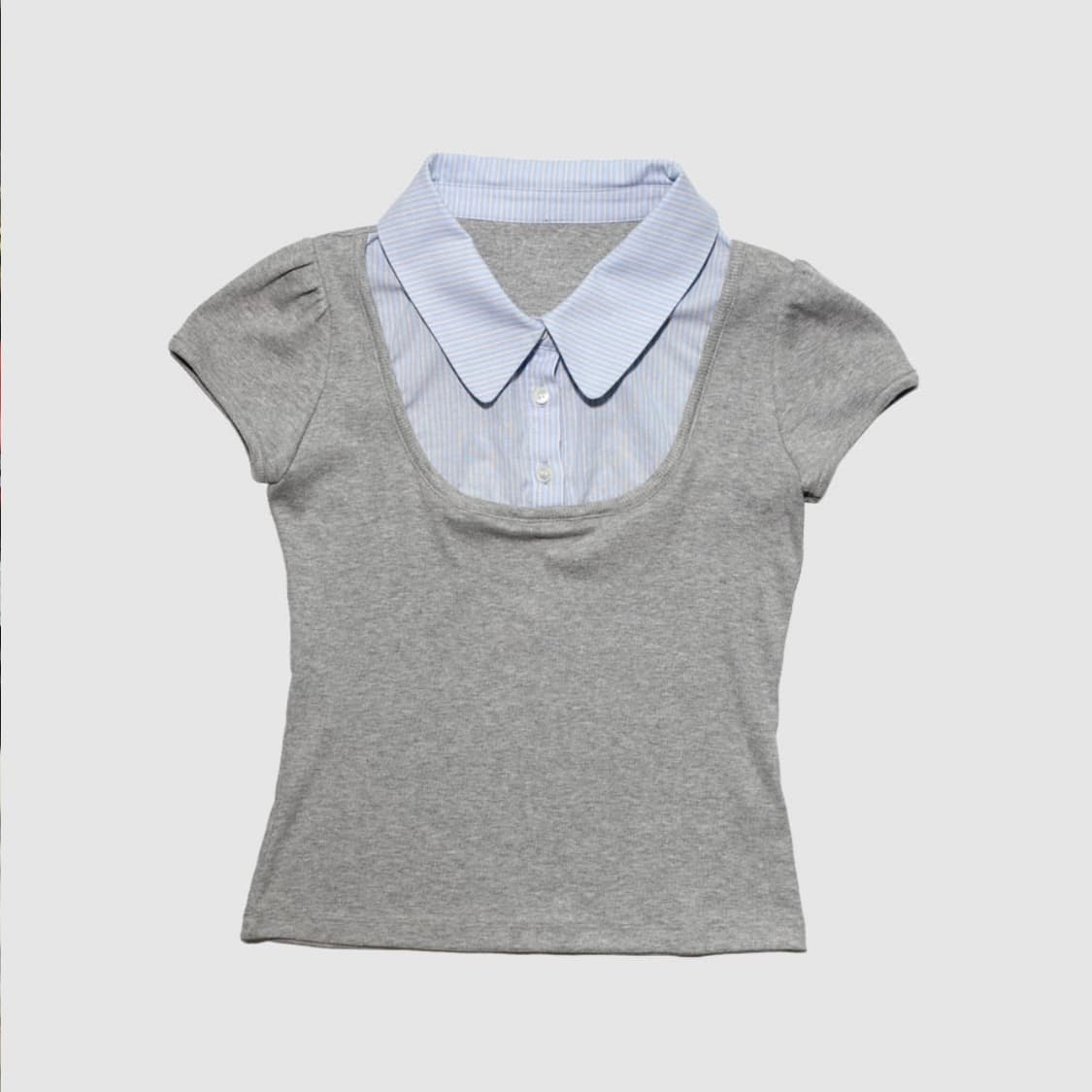 인앤양인하모니 Mix knit top, grey 상품이미지1