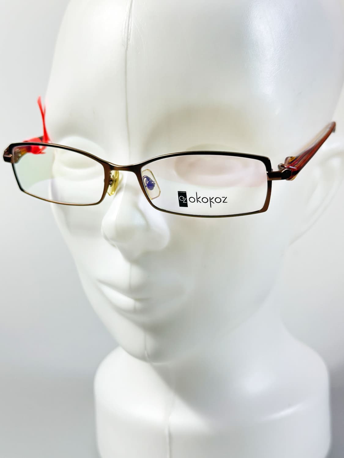 OKOKOZ 브라운 티타늄 메탈 슬림 스퀘어 빈티지 안경 상품이미지9