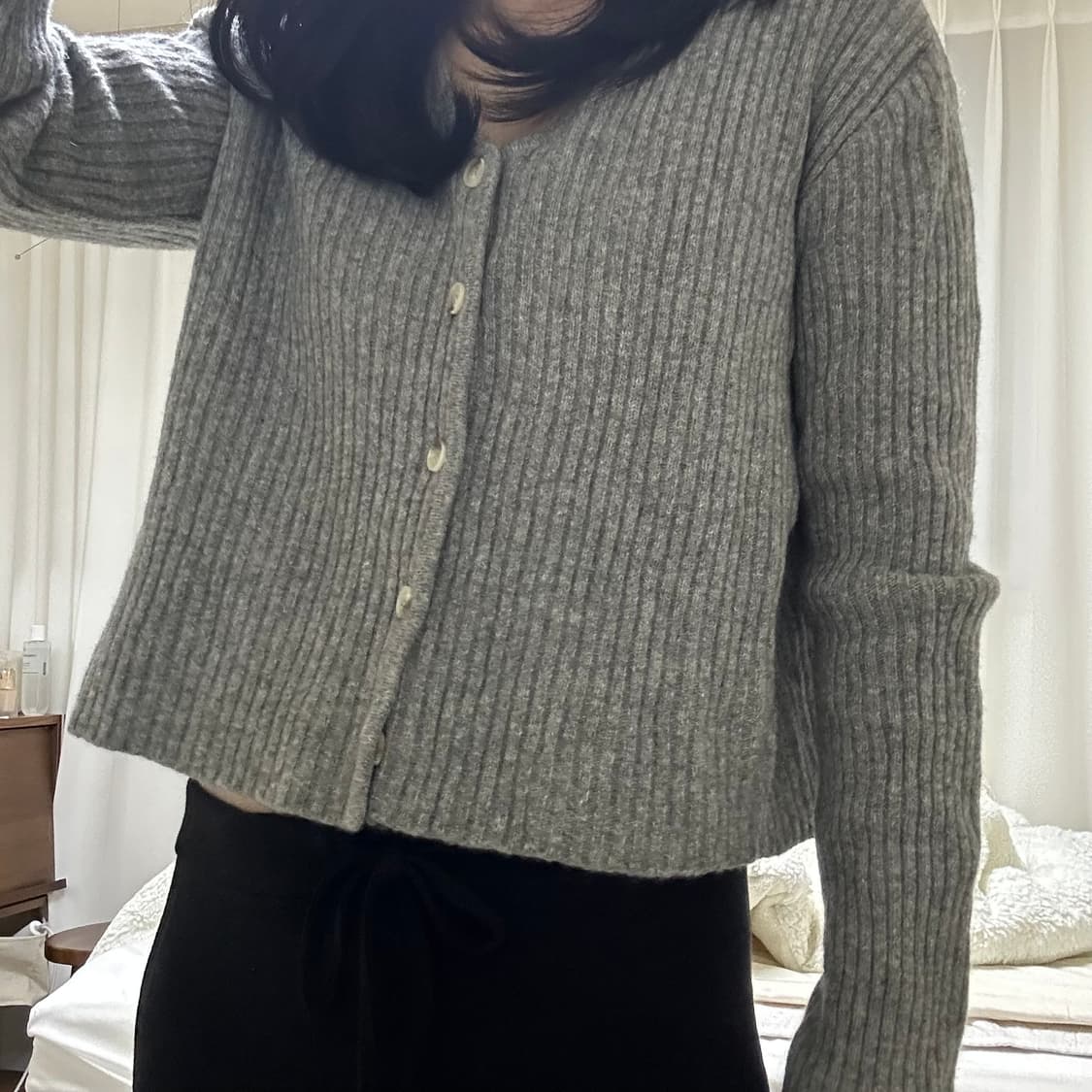 노메러 그레이 골지 브이넥 가디건 (빠른 배송) 상품이미지4