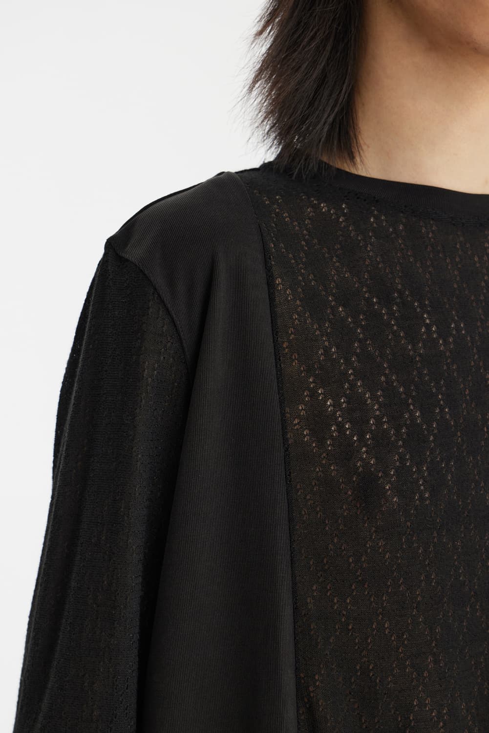 Argyle pointelle l/s tee 아가일 니트 티 블랙 상품이미지2